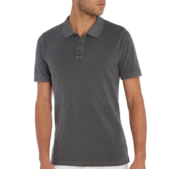 dark gray polo shirt